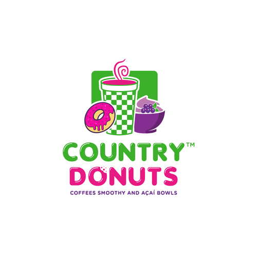 Diseño de We need a modern exciting logo to encompasses our Name Country Donuts Coffee smoothy bowls de ropix