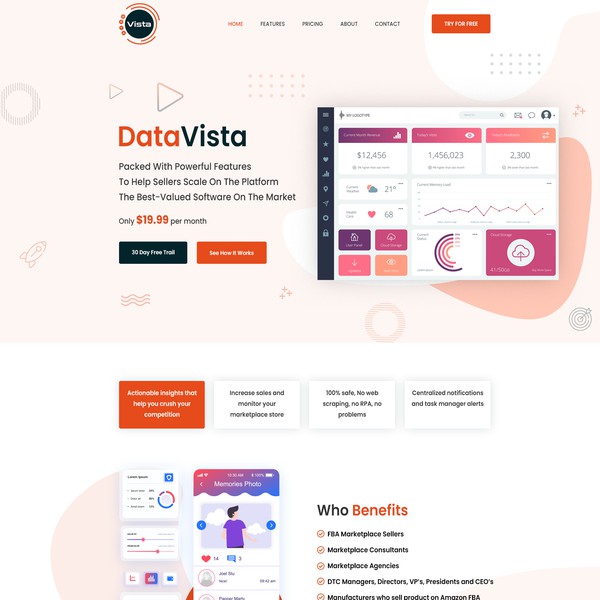 Design by Artism™ titled "DataVista Website"