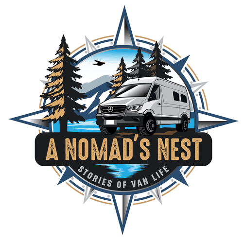 Van Life - logo about traveling in a van full time Design by Night Hawk