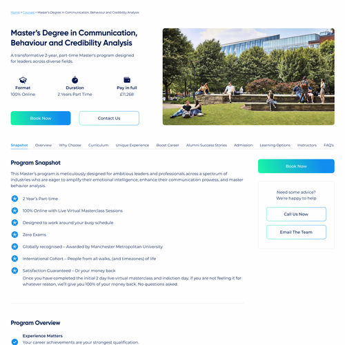 Super engaging webpage for a groundbreaking Master's Degree Program Design by maliayan