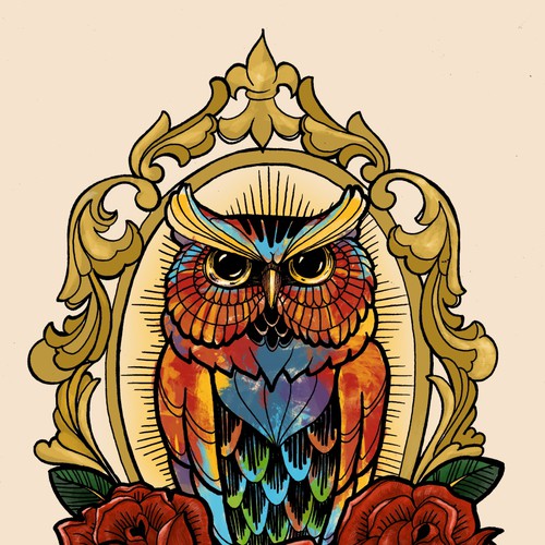 new school cute owl tattoo