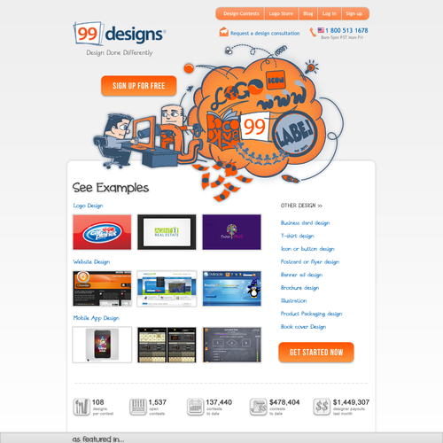 99designs Homepage Redesign Contest Réalisé par QbL