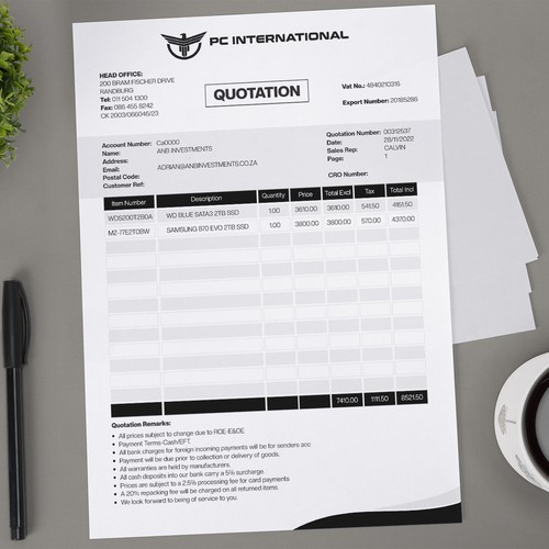 Given logo to be added to quotation to enhance brand appeal Design by Xclusive16