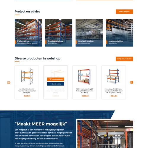 Creative website templates for a leading pallet racks company_ Meermagazijn Design by Aj3664