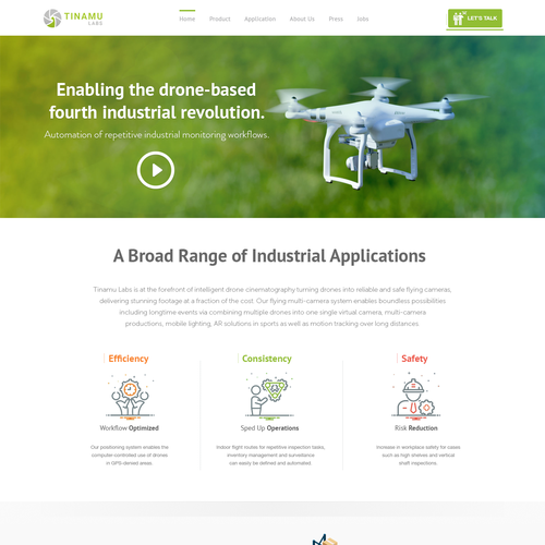 A powerful web design for a high-tech drone startup Design by Beatlezz™
