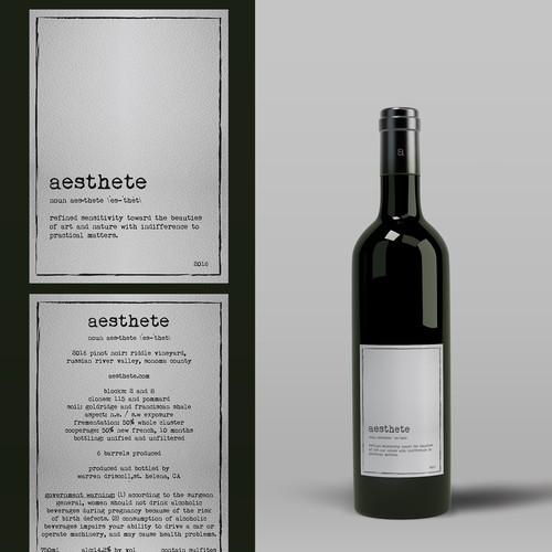 Minimalistic wine label needed Design by tenxdesign
