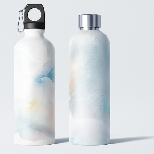 Watercolor design for bottle and mug Design by Ava N Garda