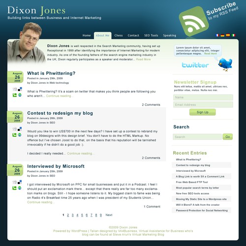 Dixon Jones personal blog rebrand Réalisé par crearc