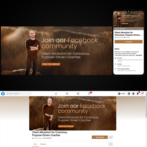 Earthy Facebook Cover For Conscious Business Coach Réalisé par Mac88graphic