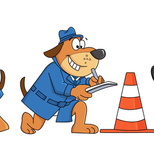 Cartoon character a dog, who is a expert engineer (perito de accidentes) |  Illustration or graphics contest | 99designs