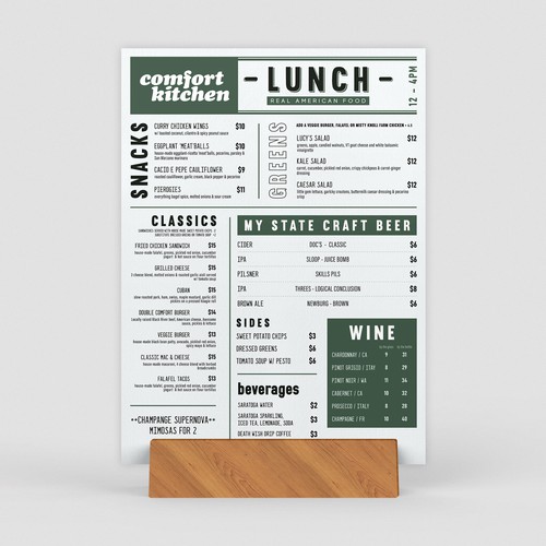 Design a cool new menu for a breakfast & lunch spot in Upstate NY Design by Along99