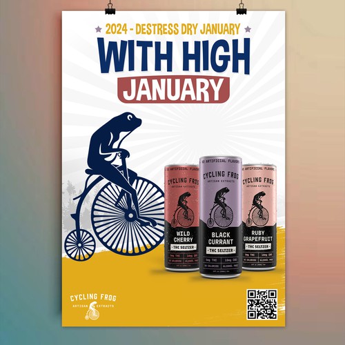 Create a 'Dry January meets High January' poster.  Have Fun, Be Creative, Open to all suggestions. Design by 123Graphics