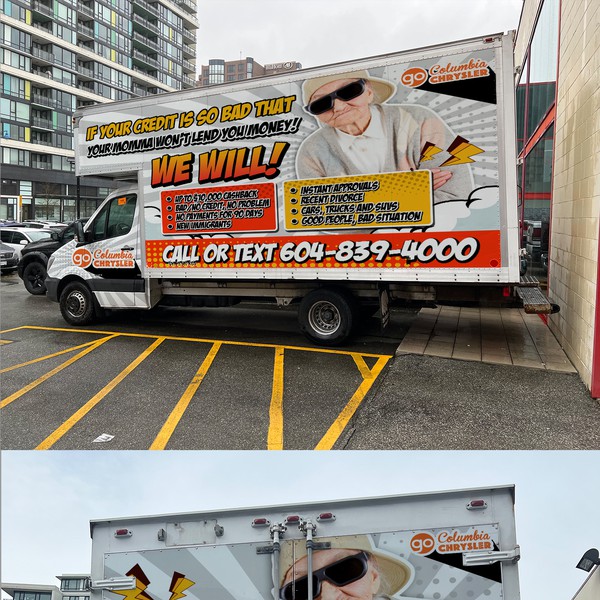 Design realizzato da Rockinrule intitolato "Columbia Chrysler Cargo Van Wrap"