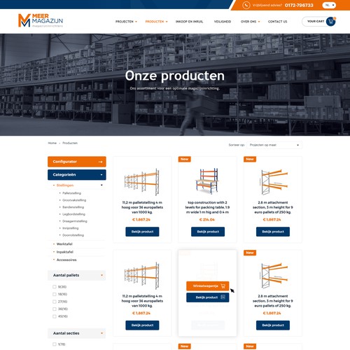 Creative website templates for a leading pallet racks company_ Meermagazijn Diseño de Aj3664