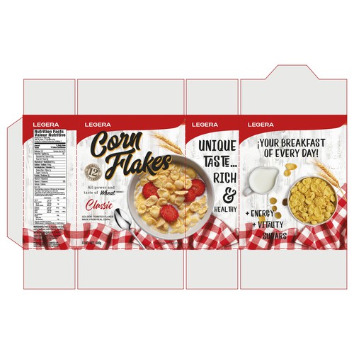 Premium cereal breakfast packaging (Corn Flakes) Design by Gustavo RV