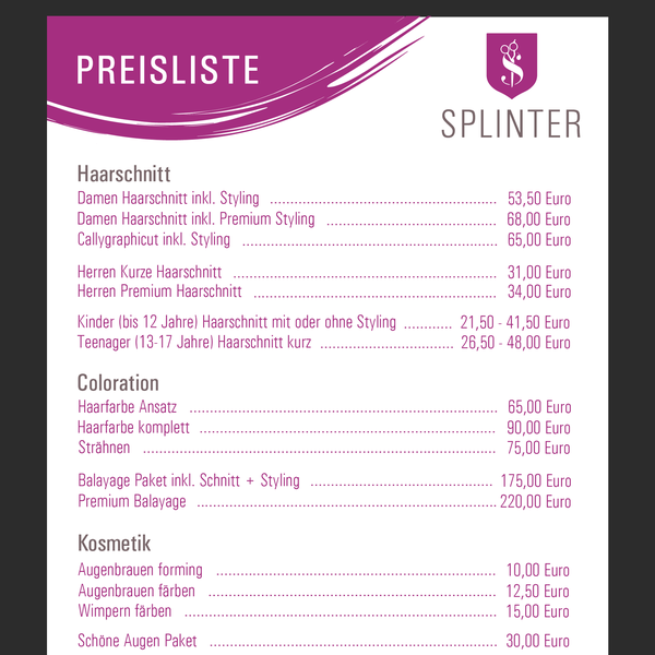 banner price for hair salon