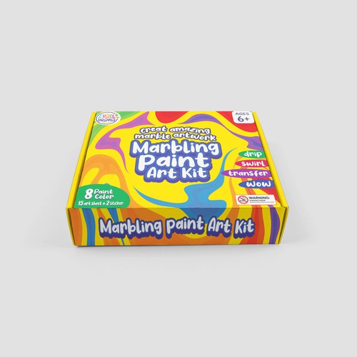 Design a colorful packaging for our new marbling paint art kit for kids Design by MADEK STUDIO