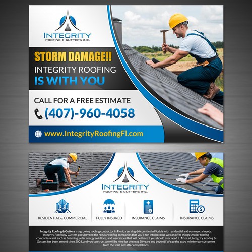 Roofing Company Storm Damage Flyer Design by VGaneshayan1