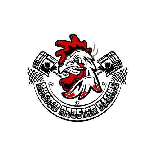 Rooster smoking a cigar looking over his shoulder. Black & white. Design by Freshinnet