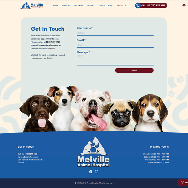Melville Animal Hospital - Website Design