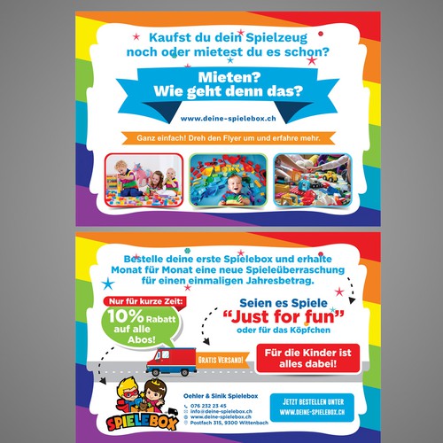 Kreativer Flyer für Kinder und Eltern -> Spieleabo Design by Dzhafir
