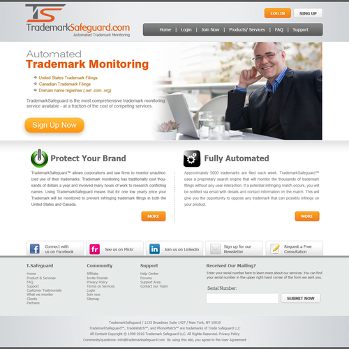 website design for Trademark Safeguard Design by omor.designer