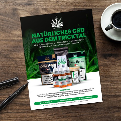 Flyer promotion for local CBD store Diseño de Sezt