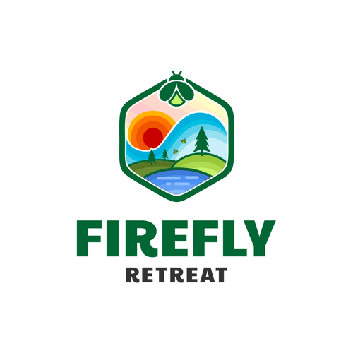 Firefly Retreat. Fun logo inspiring families to explore the outdoors! Design by hidra ✅