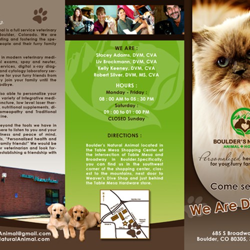 Help us re-brand Boulder's Natural Animal Hospital with a NEW BROCHURE!! Design by Flamerro