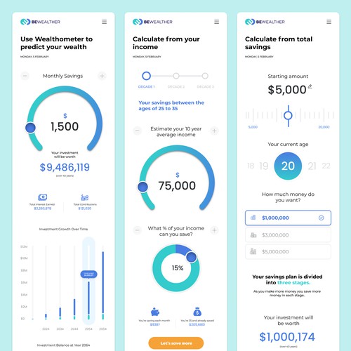 Designs | Savings calculator targeting 20 year olds encouraging wealth ...