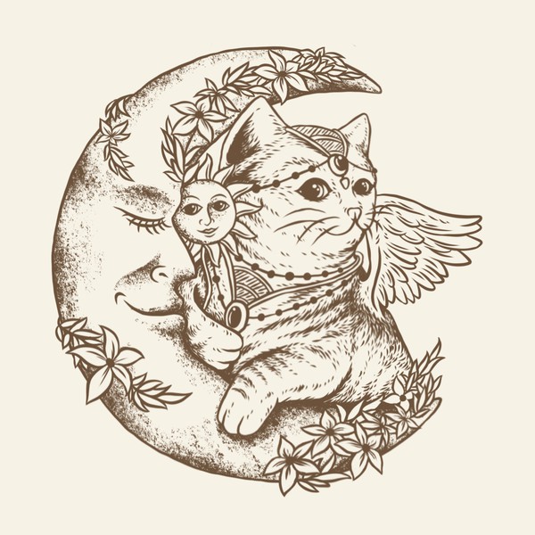 Design by Parasaa titled "Handdrawn astrology cat"