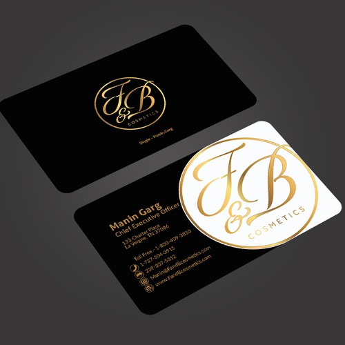 Black & Metallic Gold Business Cards Design by Seerat Razzaki