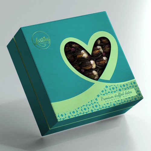 We need a powerful package design for our new assorted stuffed dates product Design by IleanaP