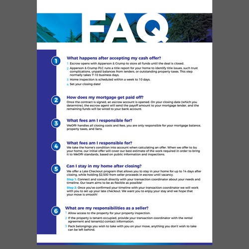 Design di FAQ Flyer made For Real Estate Homebuyer di 123Graphics