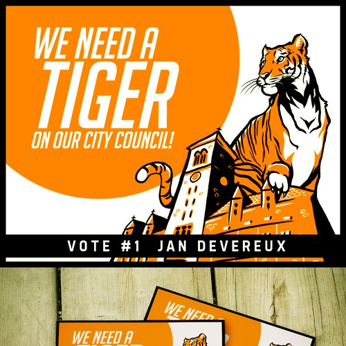 Elect a Tiger to Cambridge (MA) City Council/ Send a tiger to city hall Design von Brian Vee