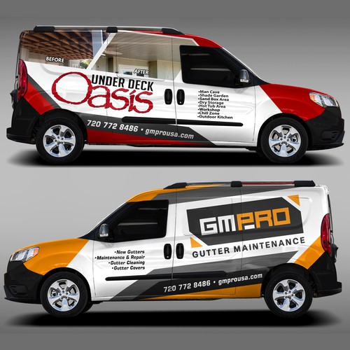 Create a van wrap advertising 2 businesses on 1 van (half/half) Design réalisé par Syns&Graphix™