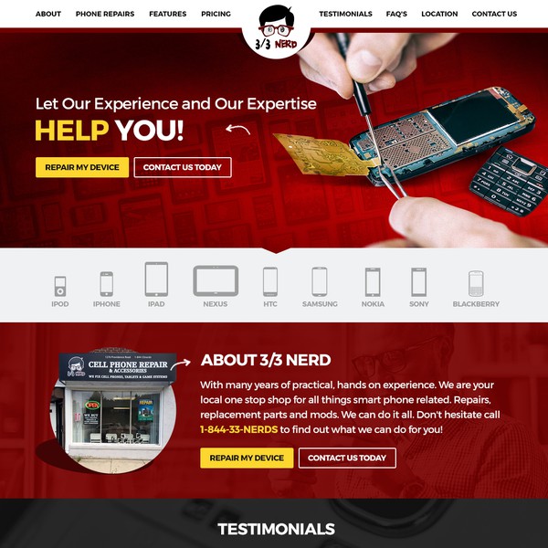 Design by r u n e titled "Smart Phone Repair Website"