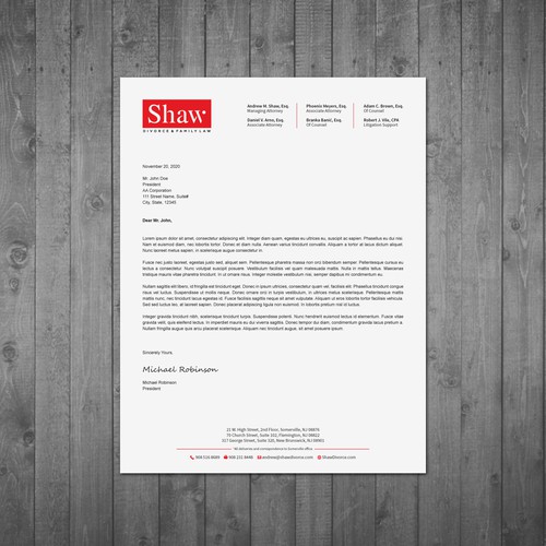 Letterhead for Divorce & Family Law Firm; Modern, Minimalist, Conservative Design Design by Tcmenk