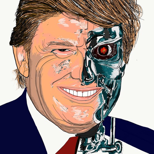 T-shirt Humour Trump Terminator "I'll Be Back 2020" - Taille L, Noir, 100% Coton, Neuf