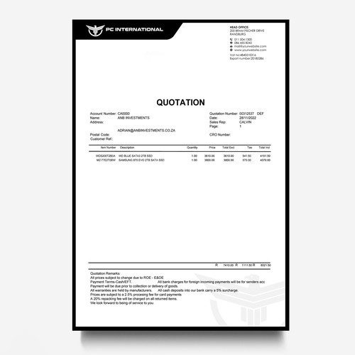 Given logo to be added to quotation to enhance brand appeal Design by conceptu