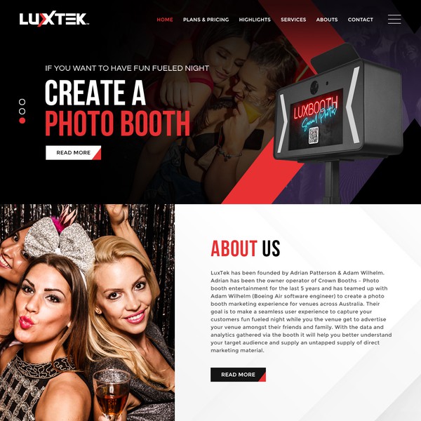 Website design for Photo booth Company