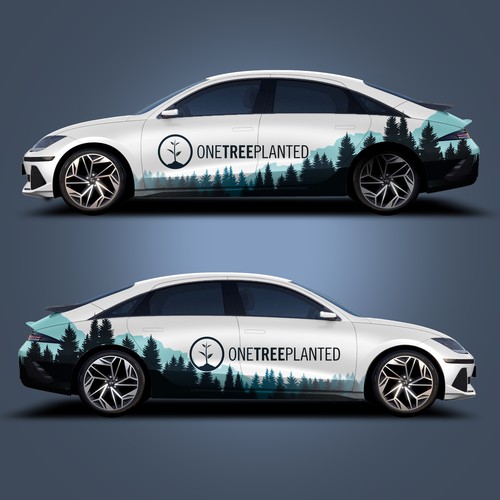 Design a sleek and professional vehicle wrap for a reforestation nonprofit's EV fleet Design by Avriel