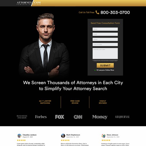 Design a Landing Page for Attorney.com Design by Umetnick