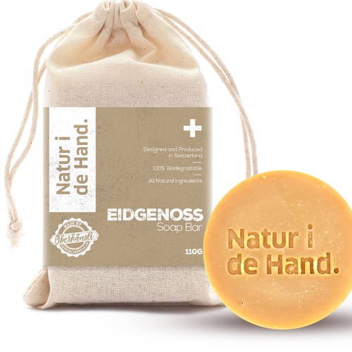 Eye-catching, trendy and environmentally friendly packaging for shampoo bar and natural soap produce Design by intanamir