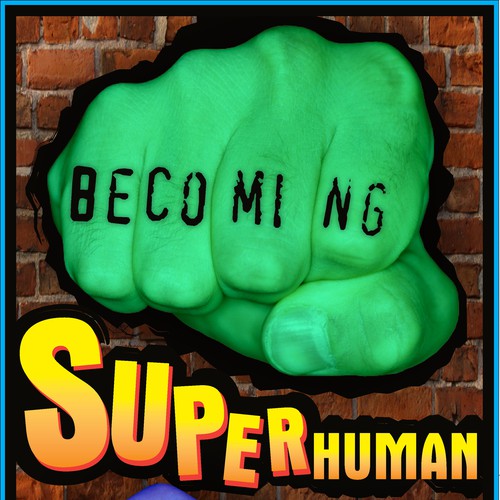 "Becoming Superhuman" Book Cover Diseño de Kobryn