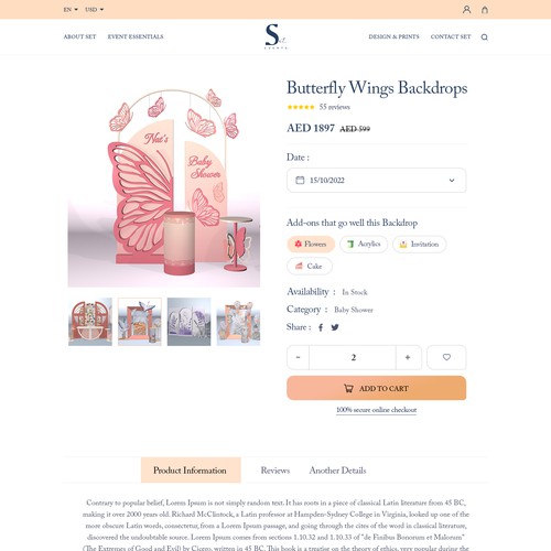Develop an elegant website for a creative backdrops rental company Design by ⚡️unbox.style⚡️