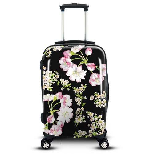 Hand-Painted Cherry Blossom Suitcase