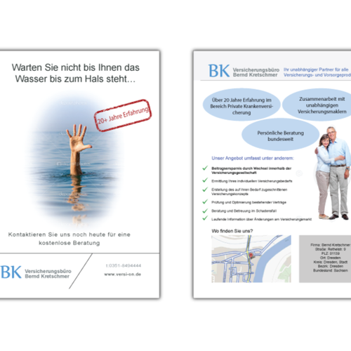 New postcard or flyer wanted for Versicherungsbüro Bernd Kretschmer, Insurance Broker Bernd Kretschmer