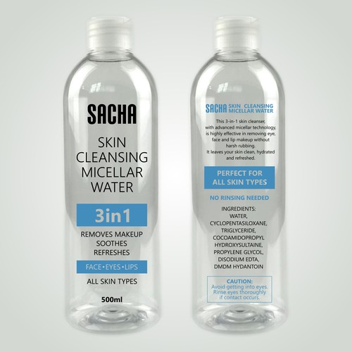 Sacha Micellar Water bottle 500ml Design by buds78