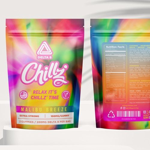 CHILLZ CBD Brand need his new packaging for his DELTA 8 Gummies Design by bcra